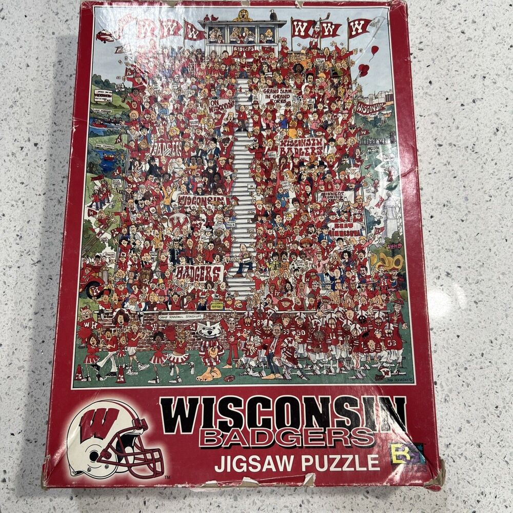 Vintage 1983 John Holladay Cartoon Wisconsin Badgers Football Crowd poster